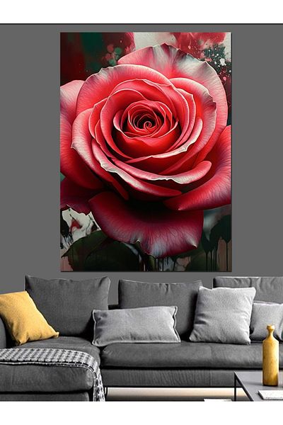 Tablomega Red Rose and Elegance Decorative Canvas - Mdf Wooden Painting