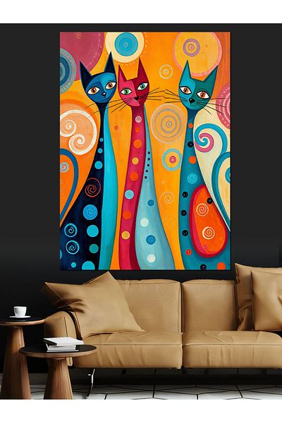 Tablomega Abstract Cat World Decorative Canvas - Mdf Wooden Painting