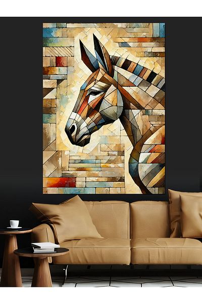 Tablomega Mosaic Zebra Art Decorative Canvas - Mdf Wooden Table