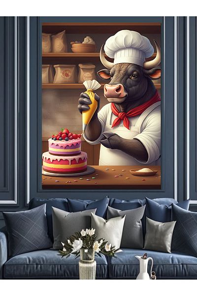Tablomega Pasta Chef Bull Canvas Decorativ - MDF Lemn Tabla
