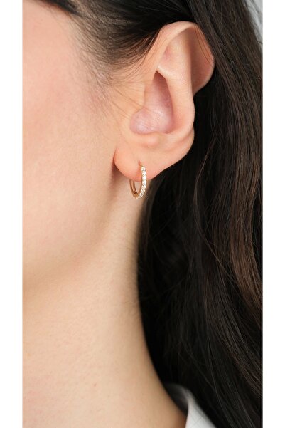 Arpaş 14 Ayar Altın Taşlı Gizli Kilitli Halka Küpe 984