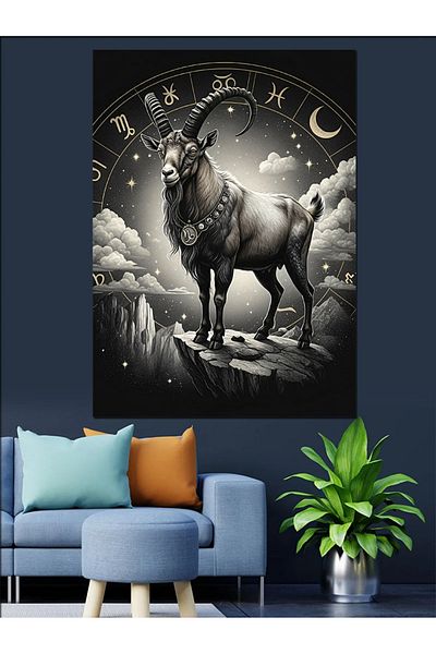 Tablomega Capricorn Zodiac Figure Decorative Canvas - Mdf Wooden Painting