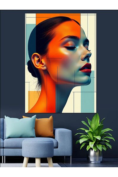 Tablomega Pânză decorativă cu desen de femeie modernă - Lemn MDF