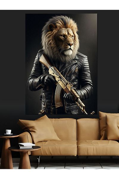 Tablomega Power of the Lion Decorative Canvas - Mdf Wooden Painting