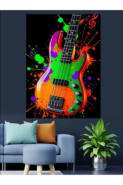 Tablomega Colorful Electric Guitar Decorative Canvas - Mdf Wooden Painting