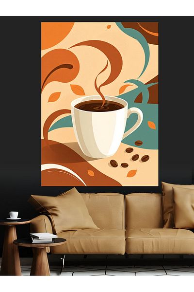 Tablomega Abstract Coffee Art Decorative Canvas - Mdf Wooden Painting