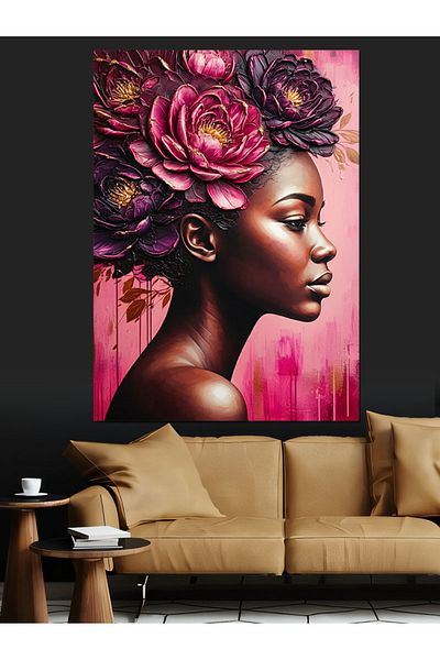 Tablomega Portrait of a Woman with a Flower Crown on Her Head Decorative Canvas - Mdf Wood Art Print
