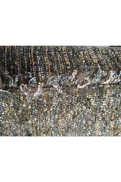 Mandaş Rabbit Hair Plush Hand Woven Soft Textured Double Bedspread (280X260)-Green