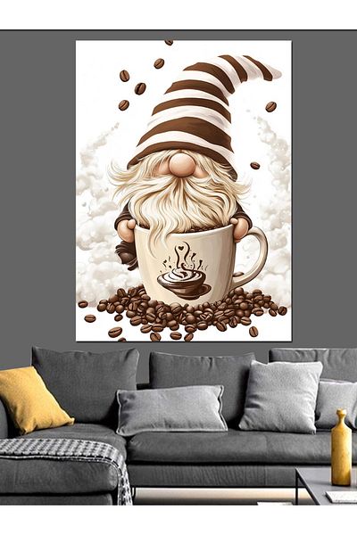 Tablomega Coffee Gnome's Hat Decorative Canvas - Mdf Wooden Painting