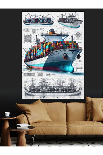 Tablomega Floating Giant Ship Design Decorative Canvas - Mdf Wooden Painting
