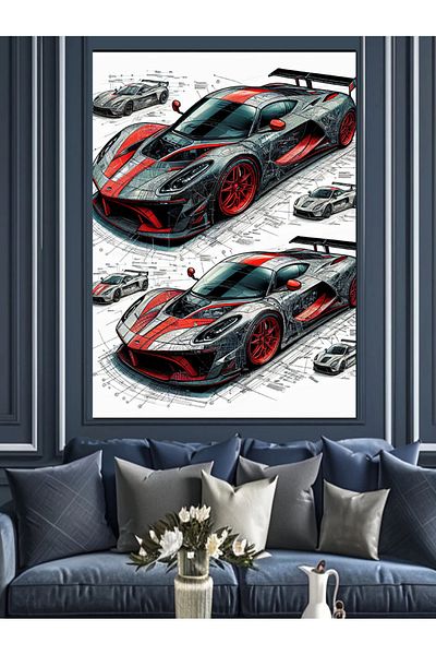 Tablomega Luxury Sports Cars Decorative Canvas - Mdf Wooden Painting