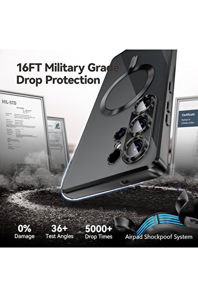 m.tk moveteck Galaxy S25 Ultra Kılıf Magsafe Wirelles Şarj Destekli Parlak Renkli Kenarlı Arkası Şeffaf Lensli