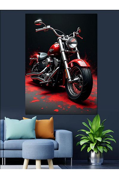 Tablomega Red Motorcycle Passion Decorative Canvas - Mdf Wood Art Print