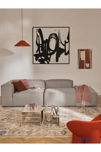 Mobilya Stant Most Mollis Pro 2 Modül Sağ Kanepe 10 Kahverengi Keten Kumaş Yu...