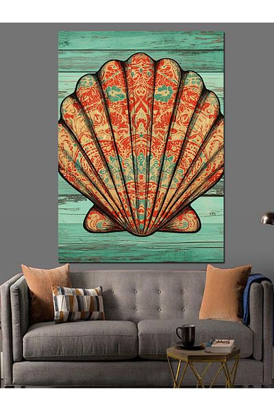 Tablomega Nostalgia of the Sea Shell Decorative Canvas - Mdf Wooden Painting