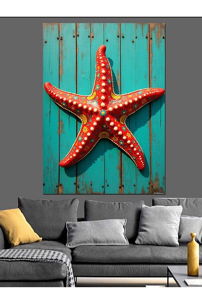 Tablomega Neon Star Starfish Decorative Canvas - Mdf Wooden Table