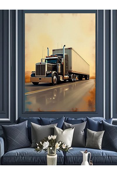 Tablomega Lonely Truck on the Road Decorative Canvas - Mdf Wooden Painting
