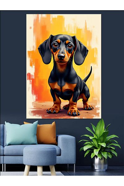 Tablomega Cute Dachshund Dog Decorative Canvas - Mdf Wooden Painting