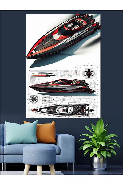 Tablomega Quick Boat Plans Canvas Decorativ - MDF Lemn Table