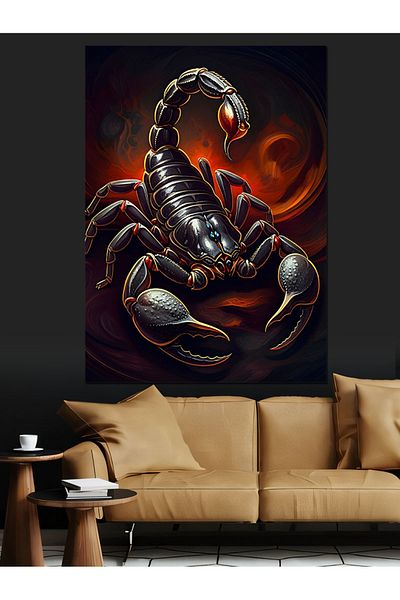 Tablomega Scorpion Figure Decorative Canvas - Mdf Wood Table
