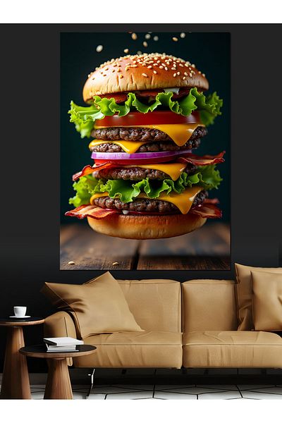 Tablomega Giant Hamburger Decorative Canvas - Mdf Wood Art Print
