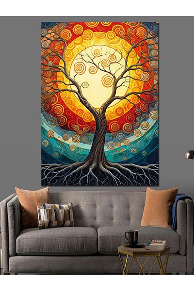 Tablomega Abstract and Vibrant Tree Design Decorative Canvas - Mdf Wooden Painting