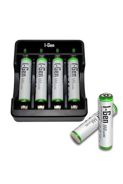 I Gen I-gen G490 4'lü Pil Şarj Aleti 4 Adet Aaa 900 Mah Ince Şarjlı Kalem Pil...
