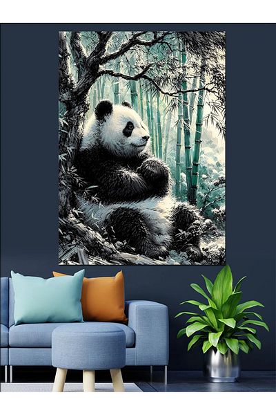 Tablomega Cute Panda in the Snow Decorative Canvas - Mdf Wooden Painting