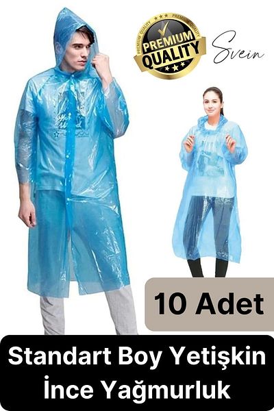 Svein 10-Piece Unisex Raincoat - Waterproof, Hooded, Portable Camping Hiking Set
