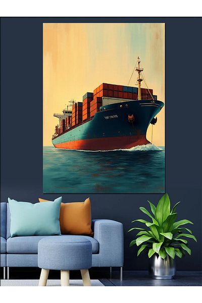 Tablomega Sea Freight Ship Decorative Canvas - Mdf Wooden Painting