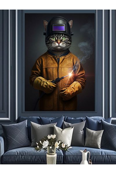 Tablomega Space Cat Decorating Canvas - Mdf Wooden Painting