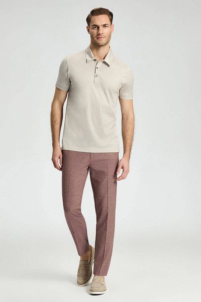 Hemington Mercerized Cotton Light Beige Polo Neck T-Shirt