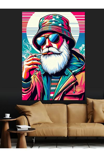 Tablomega Colorful Hat Man Decorative Canvas - Mdf Wooden Painting