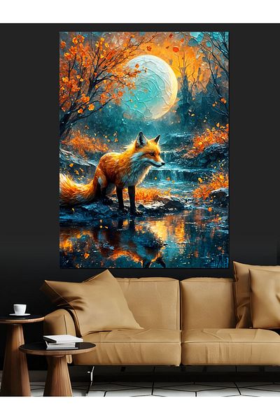 Tablomega Fox in the Forest Tale Decorative Canvas - Mdf Wooden Table