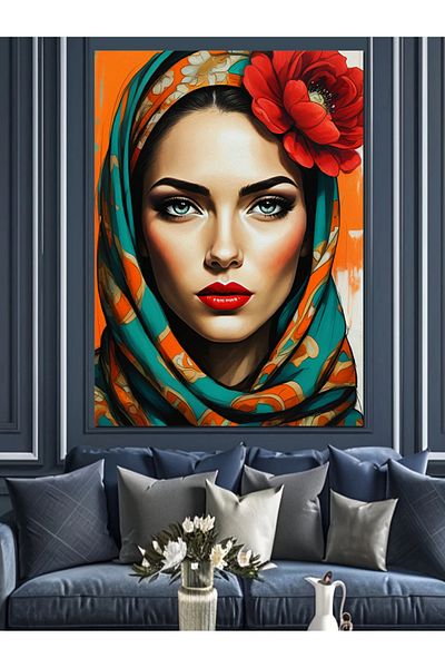 Tablomega Woman with Mysterious Look Decorative Canvas - Mdf Wooden Painting
