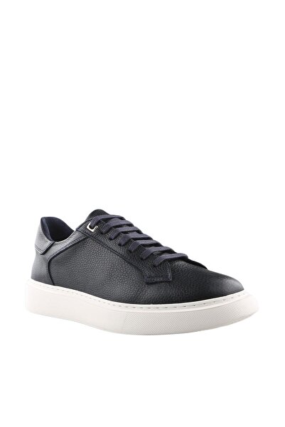 Jakamen Lacivert %100 Deri Bağcıklı Günlük Sneaker Ayakkabı