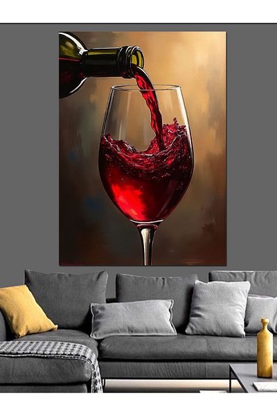 Tablomega Red Wine Dump Decorative Canvas - Mdf Wooden Table
