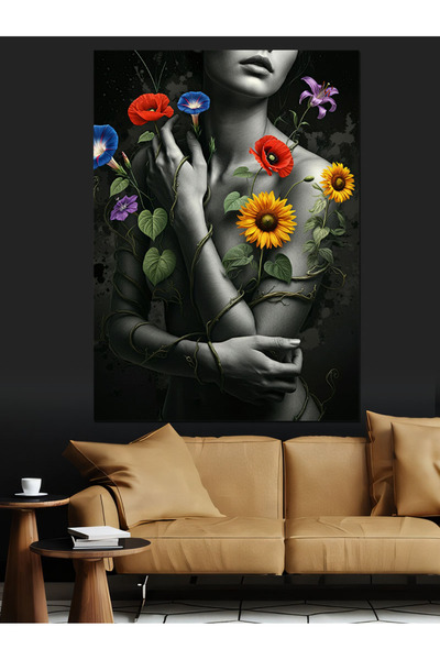 KanvasSepeti Atingerea florilor de la natură Pictură decorativă în ulei, cu t...