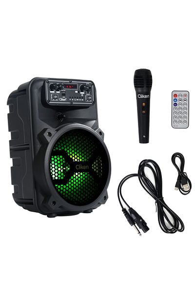 CLIKON Bass-Bouncer Trolley Speaker, Bluetooth, Wireless Mic, USB/SD/TF, Light Show, Rechargeable