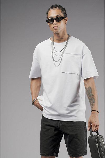 king brich Μπλουζάκι με μονό τσεπάκι Dirty Collar Oversize Fit