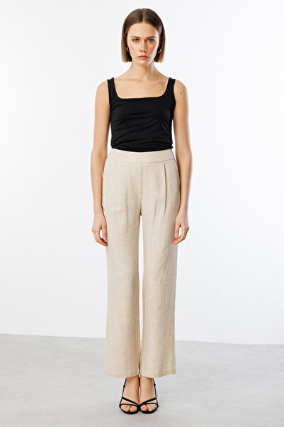 Ekol Παντελόνι από λινό ύφασμα με τσαλακωμένο σχέδιο