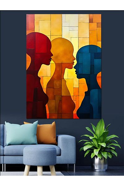 Tablomega Colorful Human Silhouettes Decorative Canvas - Mdf Wooden Painting