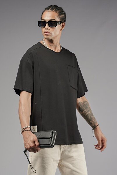 king brich Single Pocket Dirty Collar Oversize Fit T-Shirt