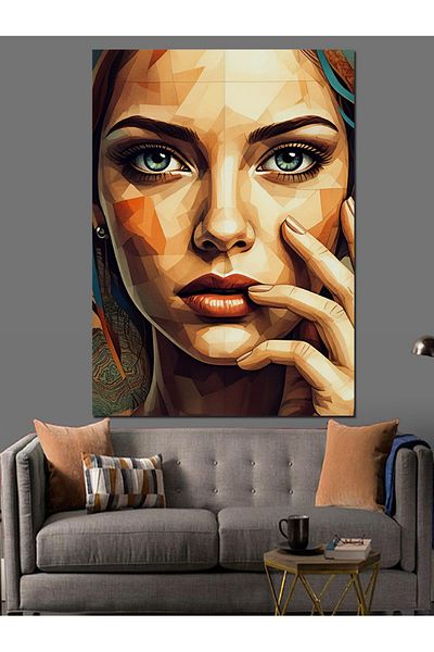 Tablomega Abstract Portrait and Modern Figure Decorative Canvas - Mdf Wooden Painting