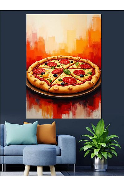Tablomega Delicious Pizza Time Decorative Canvas - Mdf Wooden Painting