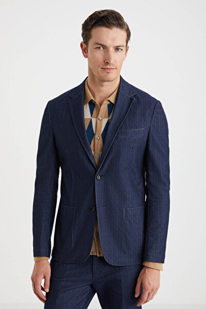 Hemington Saf Pamuk Lacivert Blazer Ceket