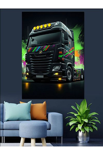 Tablomega Pânză decorativă pentru camion de la miezul nopții - Lemn MDF
