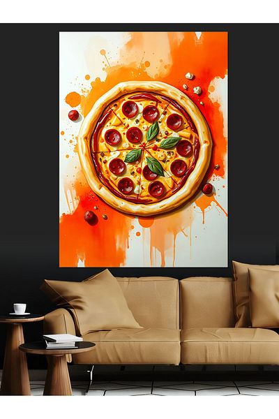 Tablomega Delicious Pizza Slice Decorative Canvas - Mdf Wooden Table