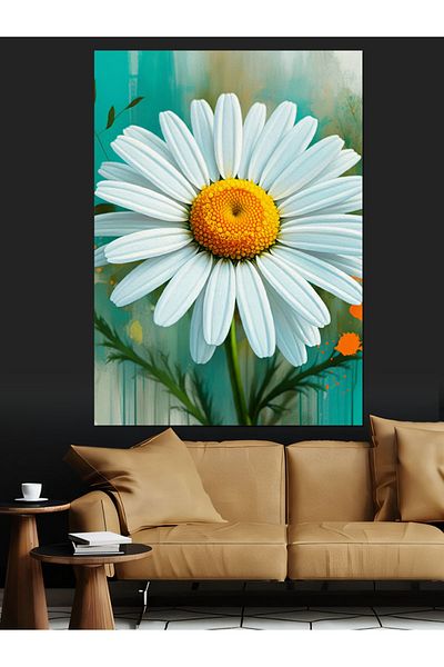 Tablomega Daisy Decorative Canvas - Mdf Wood Table