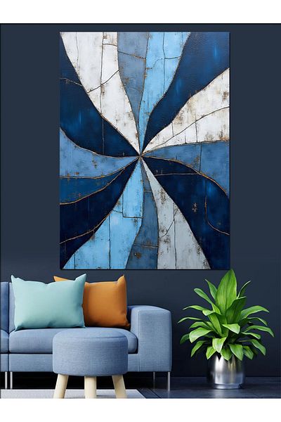 Tablomega Abstract Propeller Pattern Decorative Canvas - Mdf Wooden Painting